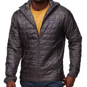 EUC Patagonia Nano Puff Hooded Insulated Jacket Men's Small Forge Grey